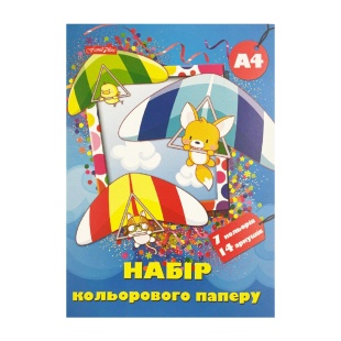 Бумага цветная, А4, 14 листов, 7 цветов, 60 г/м2, офсет, двусторонняя, Тетрада - интернет-магазин optom-k.com