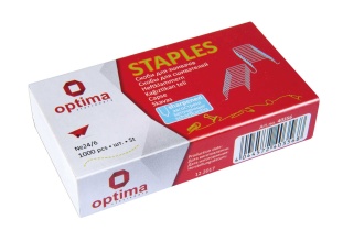 Скобы, №24 / 6, 1000 штук, для степлера, заостренные, OPTIMA - интернет-магазин optom-k.com