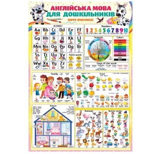 Плакат учебный, 42х62 см, "Английский язык для дошкольников", Экспресс Удачи - интернет-магазин optom-k.com