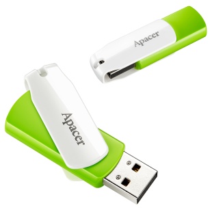 Флешка, 32 GB, USB 2.0, зелена/біла, APACER - інтернет-магазин optom-k.com