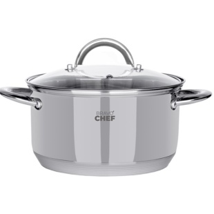 Каструля, 18 см, 2,6 л, нержавіюча сталь, з кришкою, BRAVO CHEF - інтернет-магазин optom-k.com