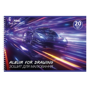 Альбом для малювання на спіралі, 20 аркушів, 100г/м2, MAXI - інтернет-магазин optom-k.com