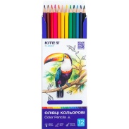 Олівці кольорові, 12 шт, тригранні, дерев'яні, "Kite Classic", KITE канцелярія - інтернет-магазин optom-k.com