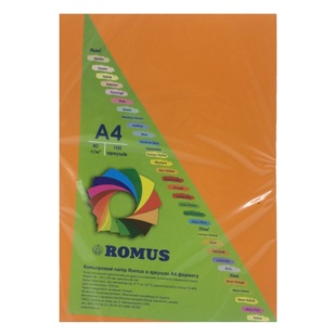 Бумага, А4, 80 г/м2, 100 листов, цвет мандарина, интенсив, Romus - интернет-магазин optom-k.com