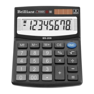 Калькулятор, 8 разрядов, 100х124х33 мм, солнечная+литиевая батарея, Brilliant - интернет-магазин optom-k.com