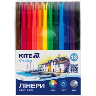 Набор линеров, 0,4 мм, 12 штук, Creative, KITE канцелярия - интернет-магазин optom-k.com