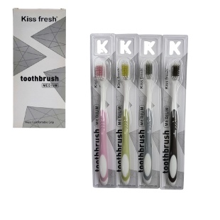 Щетка зубная, 18 см, цветная, на блистере 4х23 см, "Kiss Fresh" - интернет-магазин optom-k.com