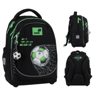 Рюкзак школьный, ортопедическая спинка Ergo Kids, 2 отделения, Football, KITE рюкзаки - интернет-магазин optom-k.com